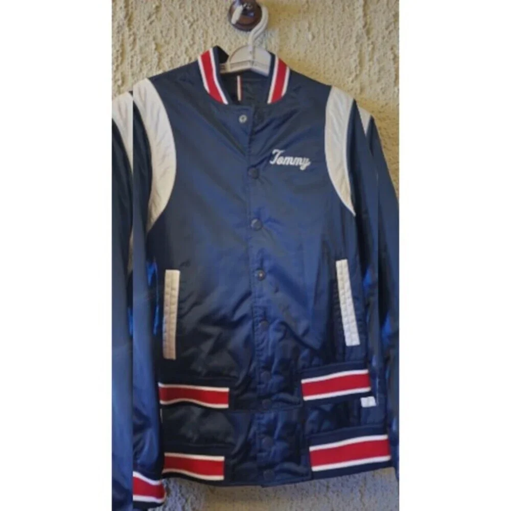 Vintage Tommy Hilfiger Bomber Jacket Sz XS Blue Panther Patch New D30‎ Excellent